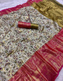 Pulsating Pista Kanjivaram Silk Saree With Majestic Blouse Piece