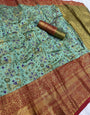 Imaginative Sea Green Kanjivaram Silk Saree With Epiphany Blouse Piece