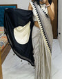 Arresting Beige Digital Printed Crape Silk Saree With Angelic Blouse Piece