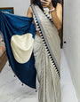 Amazing Beige Digital Printed Crape Silk Saree With Exceptional Blouse Piece
