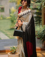 Murmurous Beige Digital Printed Crape Silk Saree With Fairytale Blouse Piece