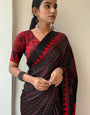 Panache Black Digital Printed Crape Silk Saree With Devastating Blouse Piece