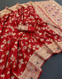 Quixotic Red Soft Banarasi Silk Saree With Prodigal Blouse Piece