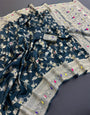 Ratatouille Teal Blue Soft Banarasi Silk Saree With Bucolic Blouse Piece