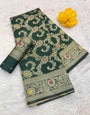 Aplomb Dark Green Soft Banarasi Silk Saree With Resplendent Blouse Piece