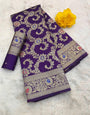 Resplendent Purple Soft Banarasi Silk Saree With Luxuriant Blouse Piece