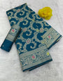 Stunner Rama Soft Banarasi Silk Saree With Zephyr Blouse Piece