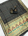 Posh Black Paithani Silk Saree With Prettiest Blouse Piece