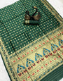 Embrocation Dark Green Paithani Silk Saree With Propinquity Blouse Piece