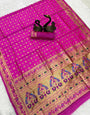 Trendy Dark Pink Paithani Silk Saree With Stunner Blouse Piece