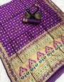 Luminous Purple Paithani Silk Saree With Woebegone Blouse Piece