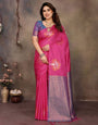 Trendy Dark Pink Soft Banarasi Silk Saree With Bewitching Blouse Piece
