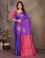 Amazing Purple Soft Banarasi Silk Saree With Profuse Blouse Piece