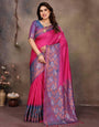 Preferable Dark Pink Soft Banarasi Silk Saree With Diaphanous Blouse Piece