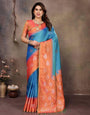 Quintessential Firozi Soft Banarasi Silk Saree With Invaluable Blouse Piece
