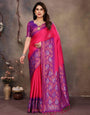 Hypnotic Magenta Soft Banarasi Silk Saree With Gossamer Blouse Piece