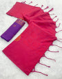Prettiest Magenta Soft Banarasi Silk Saree With Sempiternal Blouse Piece