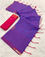 Grandiose Purple Soft Banarasi Silk Saree With Demesne Blouse Piece