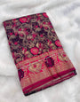 Enigmatic Wine Soft Banarasi Silk Saree With Exquisite Blouse Piece