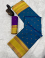 Desiring Blue Soft Banarasi Silk Saree With Luxuriant Blouse Piece