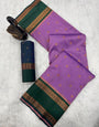 Groovy Lavender Soft Banarasi Silk Saree With Flattering Blouse Piece