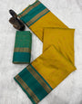 Prominent Mustard Soft Banarasi Silk Saree With Enthralling Blouse Piece