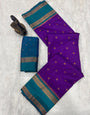Exceptional Royal Purple Soft Banarasi Silk Saree With Super extravagant Blouse Piece