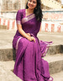 Excellent Purple Soft Banarasi Silk Saree With Nemesis Blouse Piece