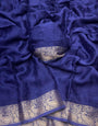 Gratifying Royal Blue Soft Banarasi Silk Saree With Ethereal Blouse Piece
