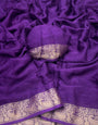 Enchanting Royal Purple Soft Banarasi Silk Saree With Fantabulous Blouse Piece