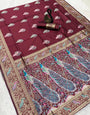 Most Stunning Maroon Soft Banarasi Silk Saree With Stylish Blouse Piece