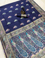 Innovative Navy Blue Soft Banarasi Silk Saree With Engrossing Blouse Piece