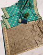 Pleasant Rama Soft Silk Saree With Exuberant Blouse Piece