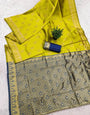 Traditional Yellow Soft Silk Saree With Blissful Blouse Piece