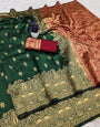 Redolent Dark Green Soft Silk Saree With Classic Blouse Piece