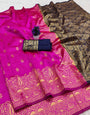 Arresting Dark Pink Soft Silk Saree With Glowing Blouse Piece