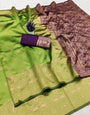 Glamorous Green Soft Silk Saree With Imaginative Blouse Piece