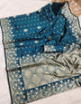 Quixotic Teal Blue Soft Silk Saree With Ephemeral Blouse Piece