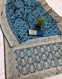 Mesmerising Blue Soft Silk Saree With Vestigial Blouse Piece