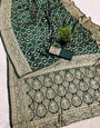 Exquisite Dark Green Soft Silk Saree With Vivacious Blouse Piece