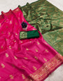 Evocative Dark Pink Soft Silk Saree With Designer Blouse Piece