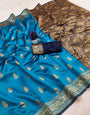 Tremendous Firozi Soft Silk Saree With Ineffable Blouse Piece