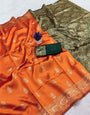 Exemplary Orange Soft Silk Saree With Girlish Blouse Piece