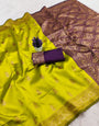Energetic Yellow Soft Silk Saree With Delightful Blouse Piece