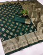 Conflate Dark Green Soft Silk Saree With Super classy Blouse Piece
