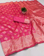 Precious Dark Pink Soft Silk Saree With Snazzy Blouse Piece