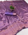 Engaging Lavender Soft Silk Saree With Piquant Blouse Piece