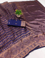 Propinquity Navy Blue Soft Silk Saree With Prettiest Blouse Piece