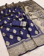 Assemblage Navy Blue Soft Silk Saree With Outstanding Blouse Piece