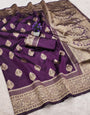 Wonderful Purple Soft Silk Saree With Charming Blouse Piece